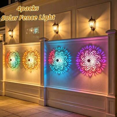 1/2 đèn chiếu Mandala năng lượng mặt trời, đèn tường hoa, IP65, thích hợp cho triển lãm nghệ thuật, trang trí không gian, đèn ngủ phòng ngủ, chiếu sáng sân vườn, hiên nhà và cầu thang, sân trước, hành lang và trang trí tiệc - Có thể dùng làm quà tặng trang trí sân vườn Giáng sinh.
