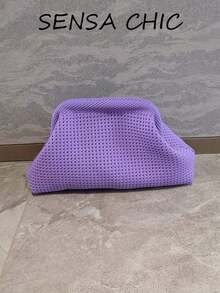 Tas Clutch Awan Warna Permen Segar ini memiliki desain jala berongga yang ringan dan bernapas, sangat cocok untuk mahasiswi dan wanita pekerja untuk berlibur ke pantai atau sebagai aksesori gaya jalanan yang modis. - MultiWarna - View 11