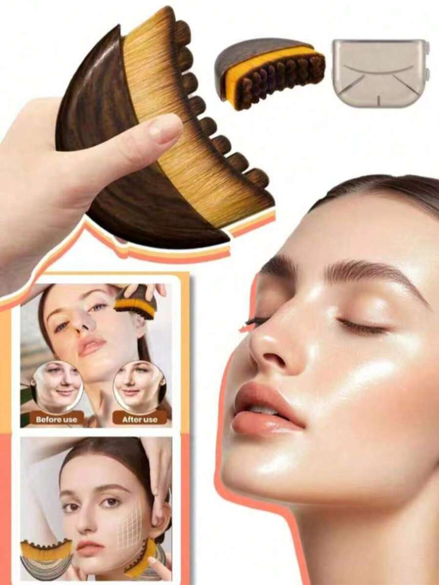 2pcs/Set Small Lymphatic Detox Facial Brush, Lymphatic Detox Massager, Soft Dry Brush Facial Beauty Tool, Suitable For Jawline, Ergonomic Design, Precise Fit To Skin, Relieve Fatigue - Multicolor - View 1