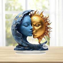 Popular Blue Moon & Golden Sun 2D Acrylic Home Decor Tabletop Ornament - 1PC - View 5