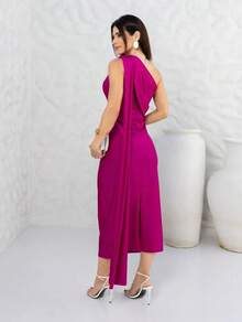 Elegant Women's Midi Dress For Parties, Weddings, Bridesmaids, Graduations, Luxury, Elegant, Formal And Evening Events. - 玫瑰紅 - 查看 2