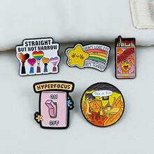 Cartoon Creative Pattern Metal Badge, Rainbow Heart Star Cute Brooch For Clothes, Backpack, Jewelry Accessories - Multicolor - View 3