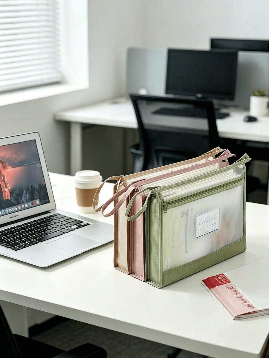 A4 Size Transparent Mesh Zipper File Bag, Suitable For Elementary, Middle, And High School Students, Large Capacity Can Hold Textbooks, Notebooks, Homework, Upgraded Craftsmanship, Zipper Style Sent Randomly - Multicolor - View 1