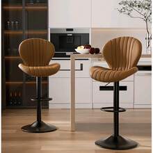 Set of 2 Modern Swivel Bar Stools, High Back Chairs, Easy Installation Only 3-5 Minutes, Bar, Kitchen & Restaurant, Beige - Standard - Übersicht 11