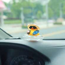 1個熱帶海灘鴨子汽車儀表板裝飾品 - 可愛黃色鴨子在椰子浮圈中戴著時尚眼鏡，防滑底座和黏貼墊 - 汽車、卡車、SUV儀表板裝飾 - 給駕駛者、女性和男性的夏季禮物 - 汽車內飾配件、車輛裝飾、趣味設計、汽車儀表板飾品、衝浪汽車配件、海灘汽車配件、女性汽車配件、汽車飾品 - A - 查看 2
