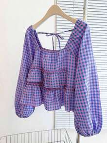 Blusa con volantes en el bajo, nueva llegada de otoño para mujer - Multicolor 3 - Ver 4
