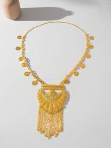 Herseygold 1 chiếc mặt dây chuyền hình trăng lưỡi liềm Trung Đông, dây chuyền tua rua mạ vàng, trang sức cưới Thổ Nhĩ Kỳ - Kurd, phụ kiện dành cho nữ trong các lễ hội cưới. - Vàng - Xem 7