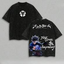 Camisetas de hombre de algodón, album del Mundial 2026, Black Clover, 9º aniversario de Asta, Y2K, Manga, Camiseta gráfica de gran tamaño, Vintage clásica, Casual, Doble estampado, Lavado ácido, Cuello redondo, Camiseta de algodón, Ropa unisex de estilo urbano, Mercancía de anime japonés, Regalos para fans, Mundial 2026 cruz azul - Negro - Ver 5