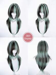 alicegarden 28 Inch Long Synthetic Straight Wig, Multi-Color Natural Style, With Bangs Design, Suitable For Daily Use, Natural And Realistic, Suitable For Women To Wear (Accessories Not Included) - Multicolor - View 9
