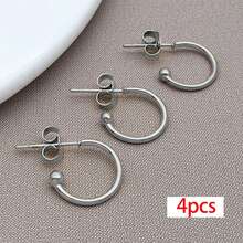 4pcs Stainless Steel Huggie Half Hoop Earrings Cartilage Helix Open Hugging Earrings For Women Lightweight Hypoallergenic Dainty Hoop Earrings For DIY Craft Accessories - Multicolor - View 14
