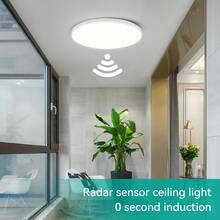 CANMEIJIA 1 PIEZA Luz de Techo LED Redonda 220V con Sensor de Radar e Interruptor de Sensor, Iluminación de Techo con Sensor, Iluminación Automática, Luz de Techo Inteligente Apta para Garaje/Ático/Entrada/Pasillo/Habitación/Cocina/Baño/Aseo/Balcón - Blanco (luz blanca fría) - Ver 11