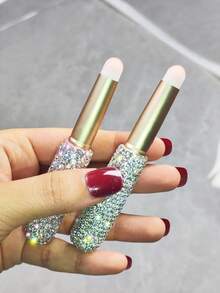 1pc Highly Attractive Shiny Rhinestone Lip Makeup Brush, Concealer Brush With Dust-Proof Cap, Soft Skin-Friendly Portable Makeup Brush For Liquid, Creative Gift - Multicolor - View 7