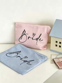 Brauttasche, Braut-Make-up-Tasche, Strandtasche, Hochzeitszubehör, Geschenk für Frauen, Braut-Hochzeits-Notfall-Make-up-Tasche, leichte Reißverschluss-Organizer-Tasche, maschinenwaschbar, lichtecht, faltbar - modische weiße Kosmetik-Aufbewahrungstasche, Kosmetik-Aufbewahrungstasche, Make-up-Tasche, transparente Kulturbeutel, Reise-Kulturbeutel, Reise-Essential für Frauen - Verschiedenfarbig - View 2