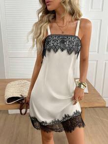 MEXEasowa Vestido de línea A con cintura ceñida, sin mangas y cuello cuadrado, con estampado geométrico y floral, vestido casual y elegante para uso diario o vacaciones, para mujer, primavera/veranoMEX EEHN - Albaricoque - Ver 5