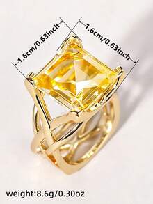 1pc Elegant Cubic Zirconia Ring, Suitable For Women, Ideal For Weddings, Engagements, Valentine's Day, Parties, And As A Gift - 12# - View 8