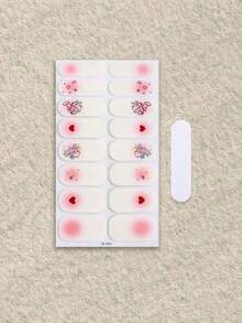 Coral Pink Glue-Free Nail Art Stickers, Waterproof Nail Decals, Solid Color Green Onion Pink Gradient Full Coverage - Baby Pink - View 3
