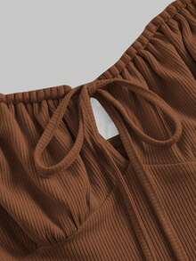 Vestido de tirantes con cordón delantero pecho con fruncido - Lila Púrpura - Ver 7