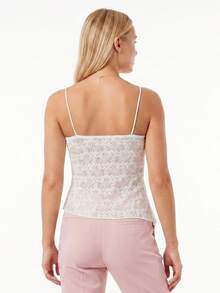 Womens Lace Halter Tank Tops Summer Fashionable Spaghetti Strap Handkerchief Hem Sheer Vest - White - View 6