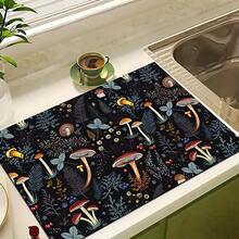 1 buah Alas Pengering Piring Penyerap Motif Jamur, Alas Penyerap Meja Mesin Espresso, Alas Saluran Pembuangan Wastafel, Alas Penyerap Keran Lembut, Alas Cangkir Wastafel Kamar Mandi, Dekorasi Rumah, Aksesoris Dapur & Kamar Mandi - MultiWarna - View 10