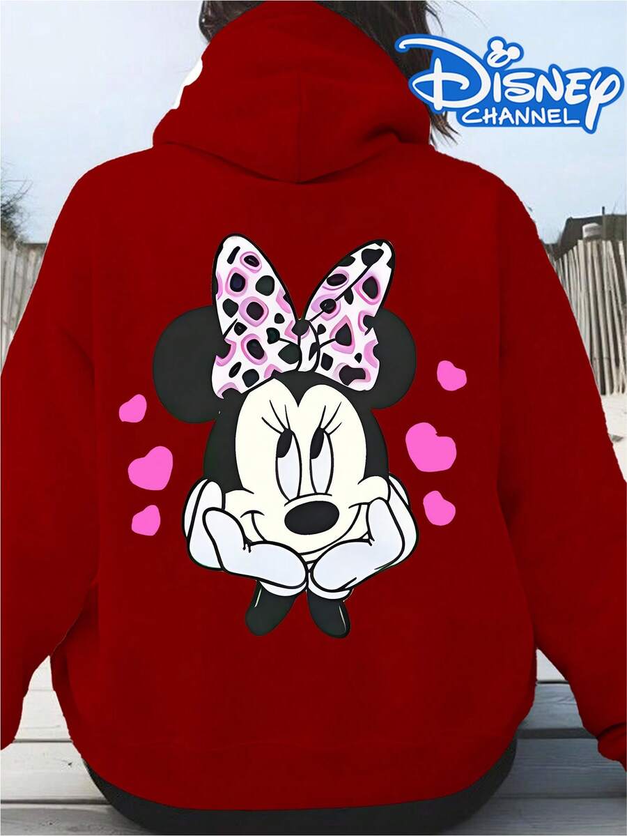 Sudadera con capucha con estampado de corazón de Minnie Mouse de Disney, sudadera para mujer, sudadera para hombre, regalo del Día del Padre, Cuatro de Julio, colaboración de Disney - Rojo - Ver 1