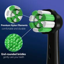 4/8 pièces Têtes de brosse à dents de rechange, convient pour la série Io, nettoyage en profondeur, soins bucco-dentaires, emballées individuellement, convient pour la maison et les voyages - Ensemble noir et vert - Voir 4