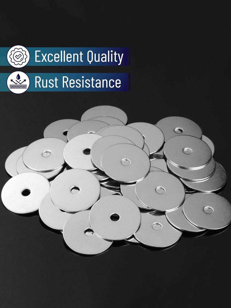 304 Stainless Steel Flat Washers Set, Thickened Round Metal Washers Assorted Sizes, Rust Resistant Hardware For DIY Automotive Repair Outdoor Home Supplies - A - View 1