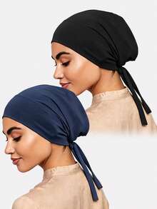 2pcs Women's Headband Hats With Scarf Ties, Suitable For Daily Use - Multicolor - View 8