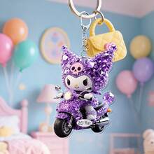 1 pieza Lindo llavero acrílico de bicicleta de Hello Kitty de Sanrio, llavero de coche eléctrico con colgante decorativo 2D de Kuroomi Melody Cinnamoroll; un encantador colgante de bicicleta con diseño de gato de dibujos animados; un llavero impreso por ambos lados; un regalo perfecto con tema de anime para niñas - Multicolor - Ver 11