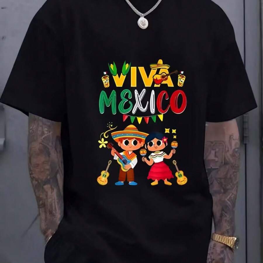 Printed T-Shirt For Men And Women - Black - View 1