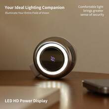 SULVGO 360° Rotatable Personal Clip-On Fan, 2000mAh Rechargeable, Turbo Fan Blades With High Airflow And Low Power Consumption, 3-Level Color Adjustment And Dimming Night Light, Digital Display, Durable Memory Silicone Clip, Suitable For Desk/Waist/Backpack - Clip-on - View 10