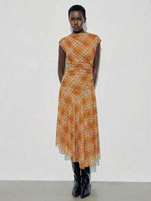 MEXVestido midi con volantes de escote en V sin mangas con estampado bohemio MAIJAMEX LIOG - Marrón 2 - Ver 11