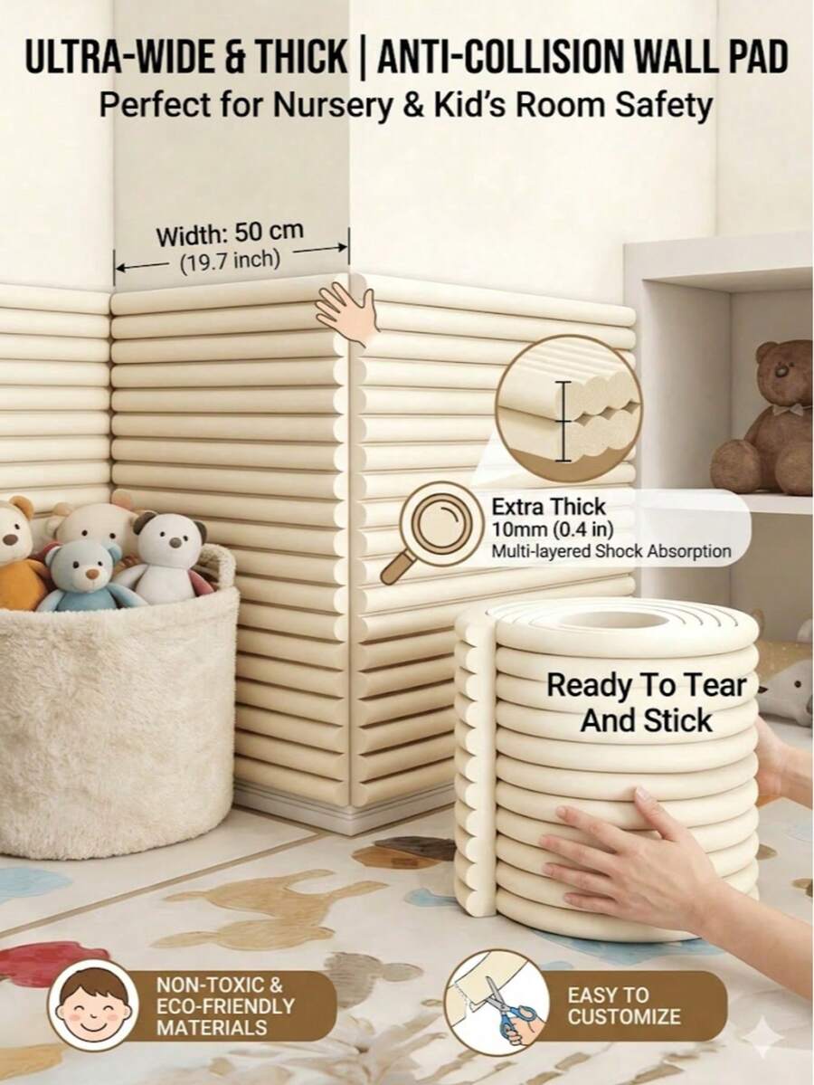 1pc W-Shaped Collision Guard, Baby Room Decor, Baby Protection, Wall Protection, Furniture Corner Protection, Nursery Protection Products, Non-Adhesive Baby Soft Foam Bumper, Can Be Trimmed As Needed - Multicolor - View 1