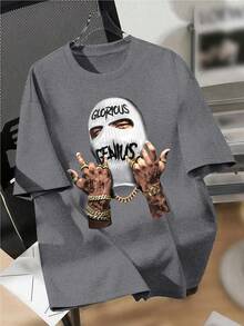 Camiseta de moda con estampado y hombros descubiertos, top casual de manga corta y cuello redondo para primavera/verano, ropa de mujer - Blanco - Ver 7