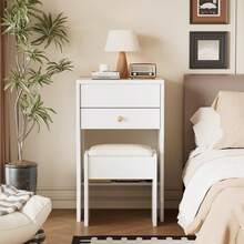 AYYDS Small Vanity Set With Visible Glass Top, 3 In 1 Makeup Table With Flip Up Mirror, Compact With 3 Drawers, Padded Tool Storage, Dressing Table For Bedroom, White - White - View 4