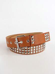 1 chiếc thắt lưng thời trang unisex màu trơn phong cách punk rock đính đá và sequin, phù hợp cho thanh thiếu niên, phong cách thường ngày, hoạt động ngoài trời, thể thao, kỳ nghỉ, du lịch, quà tặng tốt nghiệp, sinh nhật, và sử dụng hàng ngày. - Màu Khaki - Xem 4