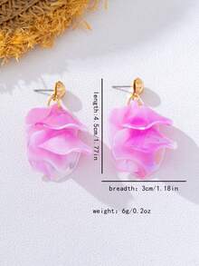 1 Pair Countryside Style Acrylic Tassel Petal Earrings, Suitable For Girls Vacation Wear - Hot Pink - View 5