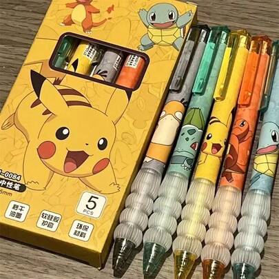 5pcs The Newly Popular High-Value Cute Pok é Mon Neutral Pen Has Smooth And Silky Writing, Continuous Ink, And Is Suitable For Family And Friends As A Cute Study Item. It Is The First Choice For Children's Surprises And School Gifts