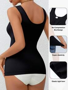 Women's Shapewear Camisole, Body Shaping Tight Waist Sleeveless Top - Black - View 3