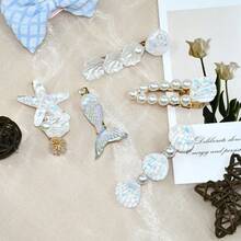 5pcs/Set Women's White Starfish Shell Mermaid Side Clips, Ocean Holiday Hair Clips, Duck Clips, Mermaid Princess Rainbow Romantic Side Clips, Suitable For Daily Use - White - View 10
