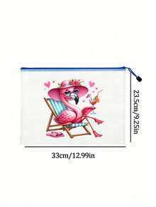 Tas Pantai Berbahan Jaring Tahan Air Berwarna-warni, Tas Kosmetik dengan Motif "Flamingo" Berwarna-warni, Tema Pantai. Tas Kosmetik Transparan Kapasitas Besar - MultiWarna - View 10