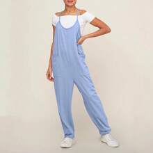 Mono de Tallas Grandes para Mujer con Bolsillos y Tirantes Ajustables - Verde militar - Ver 8