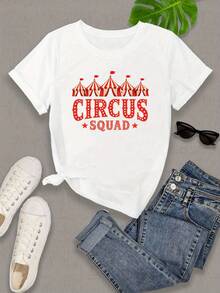 Camiseta% de algodón de alta resistencia - Camiseta con estampado CIRCUS, de manga corta y cuello redondo, estilo casual, adecuada para mujeres en primavera y verano, se puede usar en todas las estaciones, como capa base en primavera y otoño o sola en verano, unisex. - Verde - Ver 6