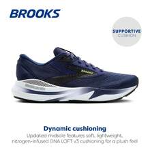 Brooks Mens Adrenaline 24 Running Shoes - 海軍藍/黑/亮綠色 - 查看 2