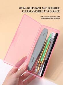 Transparent Pink Nail Art Tool Storage Box - Pink - View 3