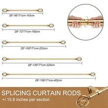 1 Set - Barra de cortina de 28-158 pulgadas con remates en forma de jaula retorcida, juego de barras de cortina ajustable con soportes, adecuado para decoración de dormitorio y cocina, diámetro de barra de 5/8 pulgadas, de gran resistencia - Diseño retro calado - dorado - Ver 5