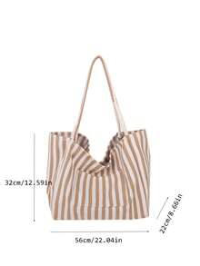 Bolso Tote de Gran Capacidad 2024 Nuevo para Aula y Desplazamientos, Bolso de Mano con Diseño Único para Hombro y Axila - Caqui - View 8