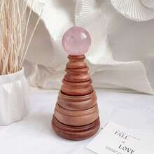 1pc Vintage Wooden Crystal Ball Display Stand - Durable & Fashionable Home Decor Glass Ball Holder - 1PC - View 5