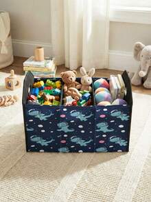 1pc Compartment Storage Box, Laundry Basket, Large Capacity Foldable Cartoon Universe Pattern Printed Foldable Storage Box With Divider, Suitable For Nursery, Bedroom, Baby Clothes, Under Bed, Baby Toys - Multicolor - View 12
