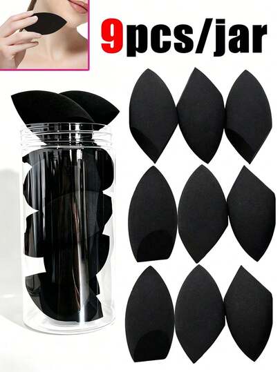 9/6/3pcs Per Jar Black Teardrop Makeup Sponges - Perfect Makeup Application, Latex-Free, Reusable, For Foundation, Contouring, Highlighting, Makeup, Cheap, Room Decor, Vanity, Travel, Bedroom, Makeup Accessories, Puff, Makeup Blender, Powder Puff, Makeup Sponge, Cheap, Stocking Stuffers, Makeup, Makeup Tools, Cheap Stuff, Gifts, Gifts For Women, Christmas Gifts, Giveaways, Travel, Cheap Stuff, Travel Essential