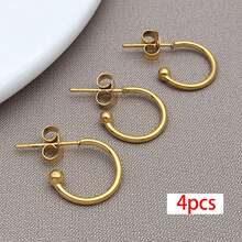 4pcs Stainless Steel Huggie Half Hoop Earrings Cartilage Helix Open Hugging Earrings For Women Lightweight Hypoallergenic Dainty Hoop Earrings For DIY Craft Accessories - Multicolor - View 13